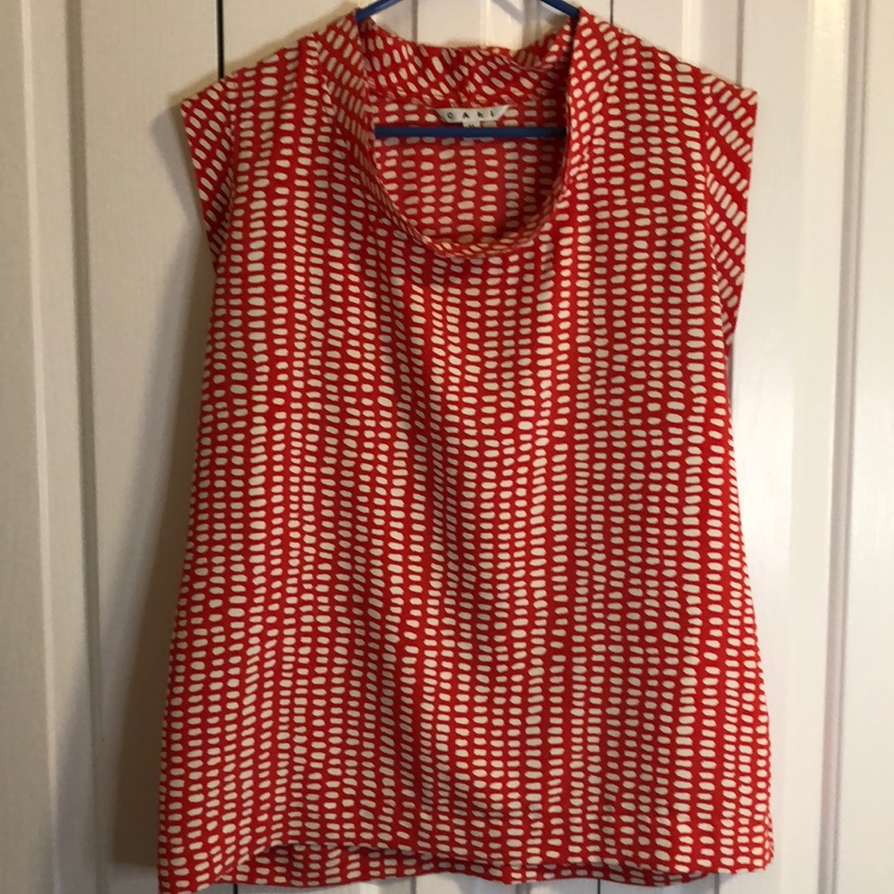 Cabi size medium red and white sleeveless blouse